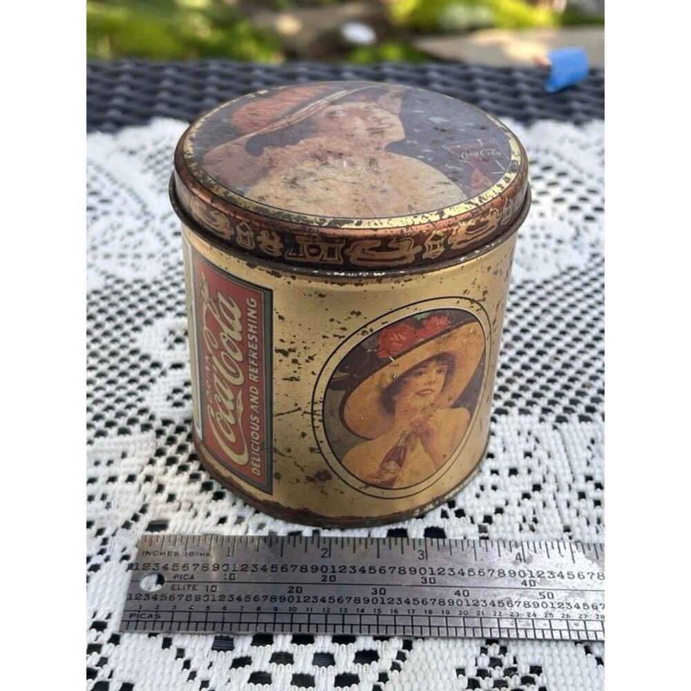 Vintage 1984 Coca-Cola Tin Canister Container Retro Coke Advertising Decor